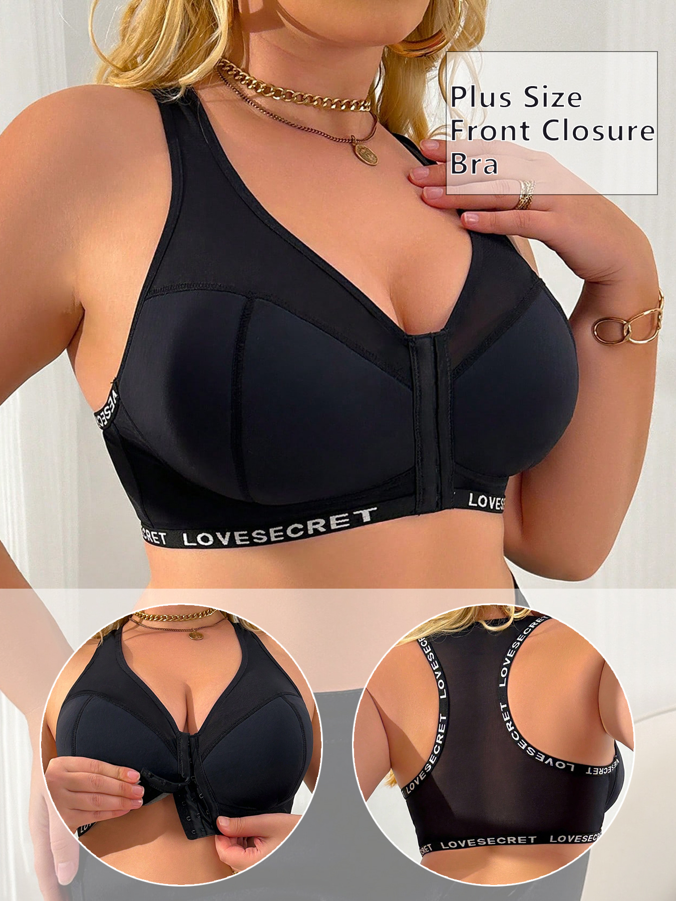Women Plus Size Lace Bra Front - Wirefree Bra Comfort ulasan dan harga