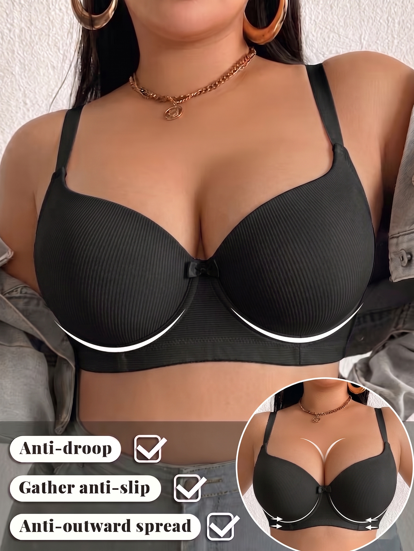 Plus Size Women Bra Thin Cup U - Plunge Bra Push Up ulasan dan harga