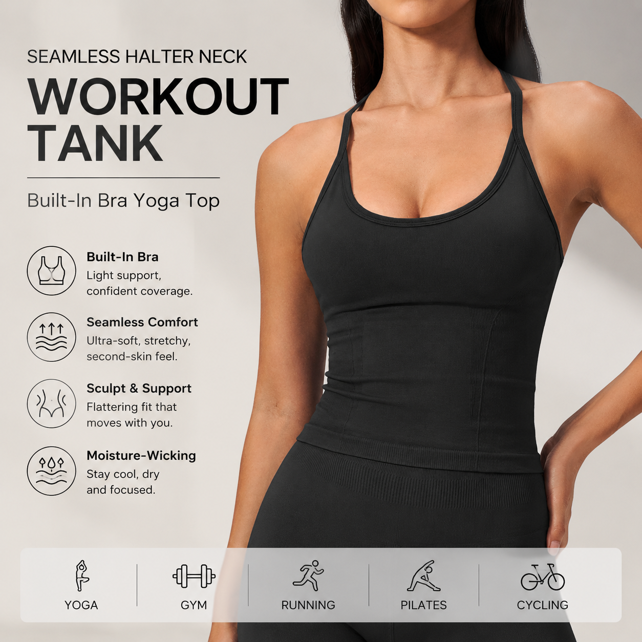 Luxury 2 in 1 Yoga Tank Top wi - T Shirt Bra Seamless ulasan dan harga