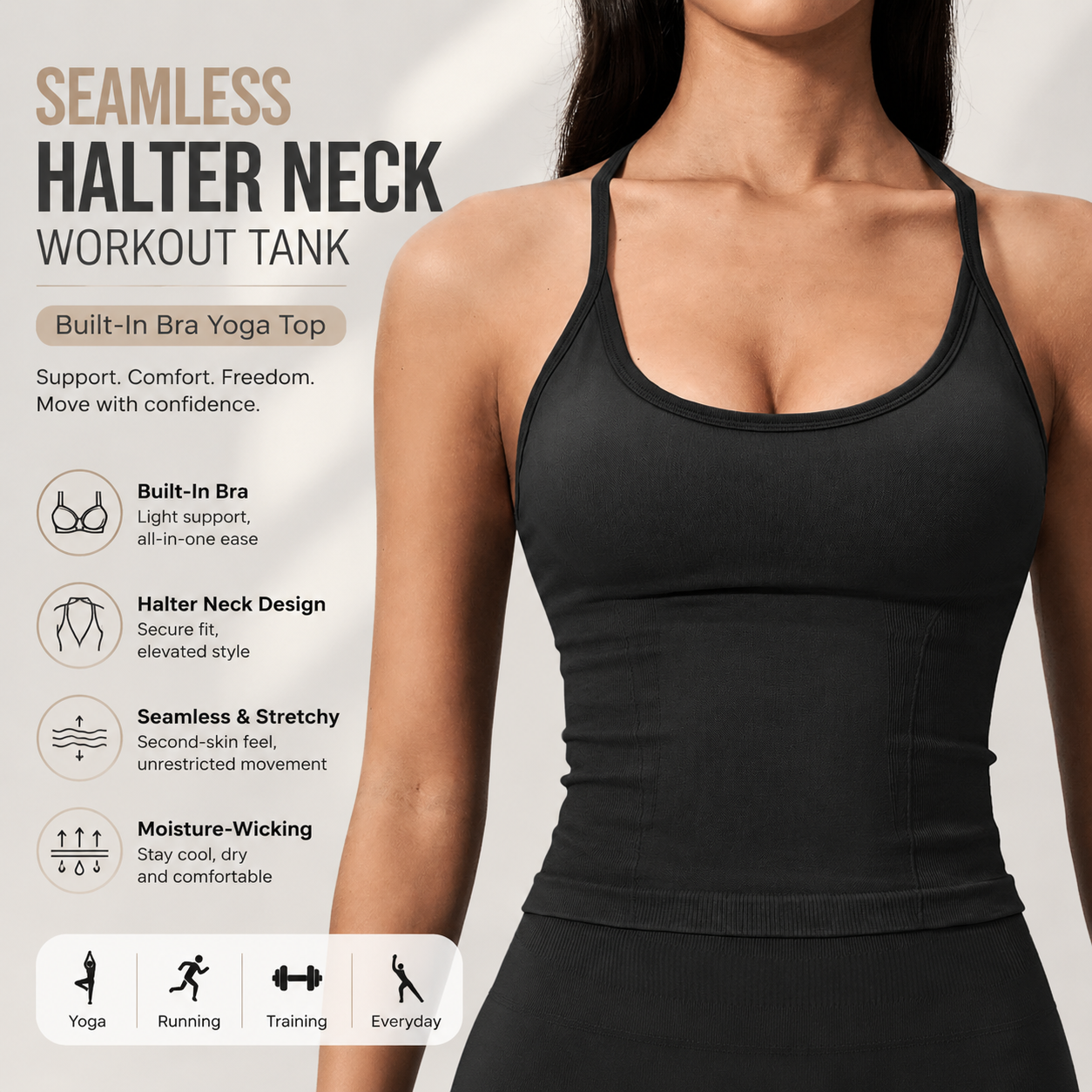 Luxury 2 in 1 Yoga Tank Top wi - T Shirt Bra Seamless ulasan dan harga