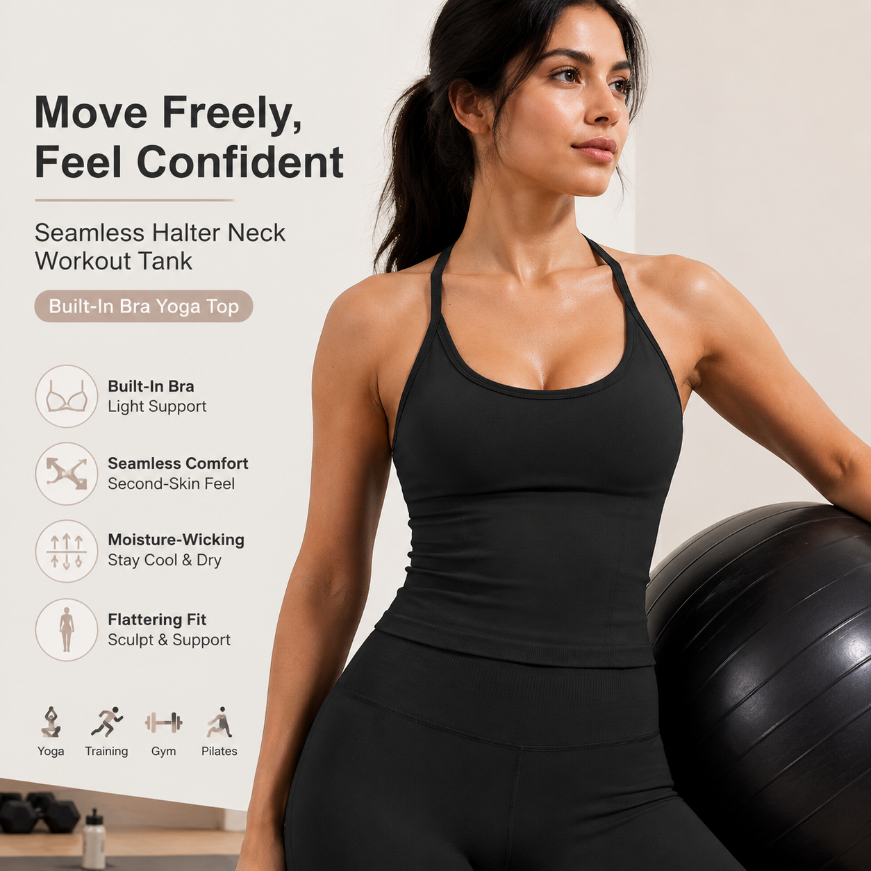 Luxury 2 in 1 Yoga Tank Top wi - T Shirt Bra Seamless ulasan dan harga